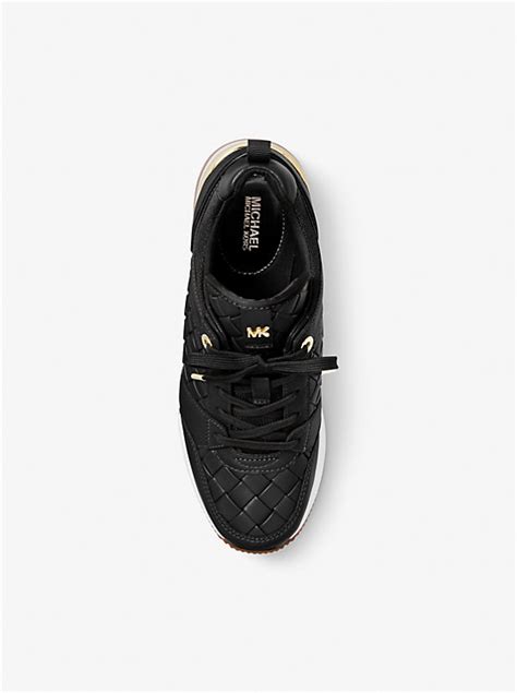 michael kors georgie woven leather trainer